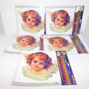 Lot 5 Vintage Jones Tones Iron On Heat Transfers ANGEL FACE Cherub 9" x 12" NEW